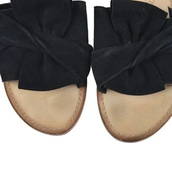 Vero Moda Sandals Black Suede Bow Slides Size 8 - Picture 8 of 8